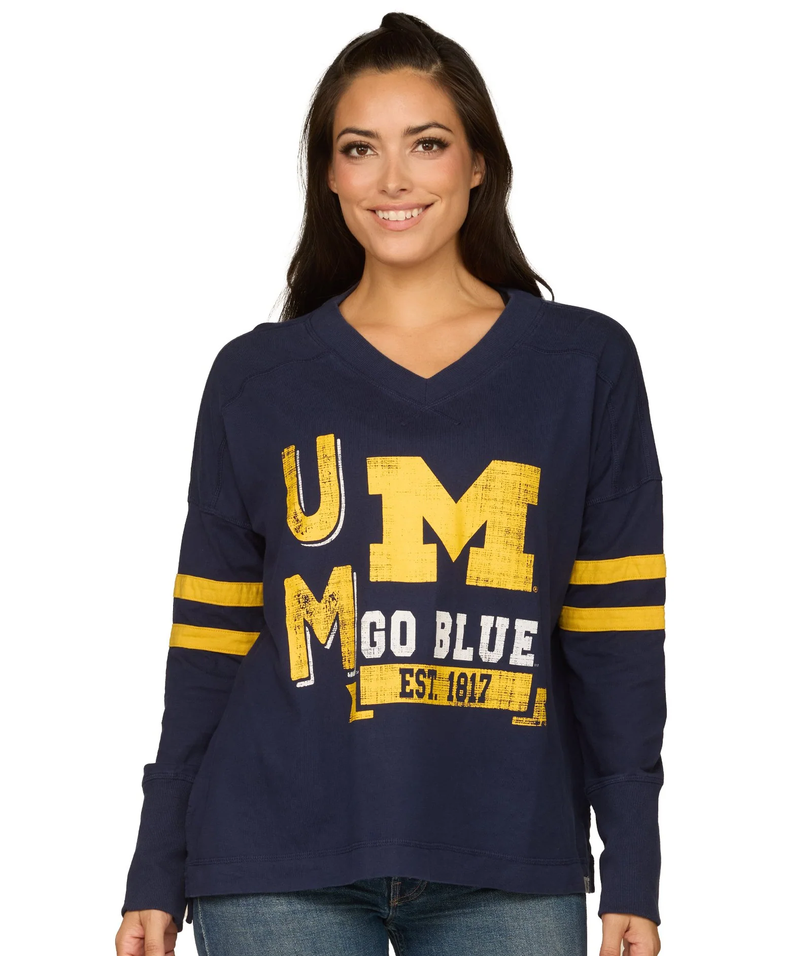Michigan Wolverines Violet Oversized Long Sleeve Knit Top