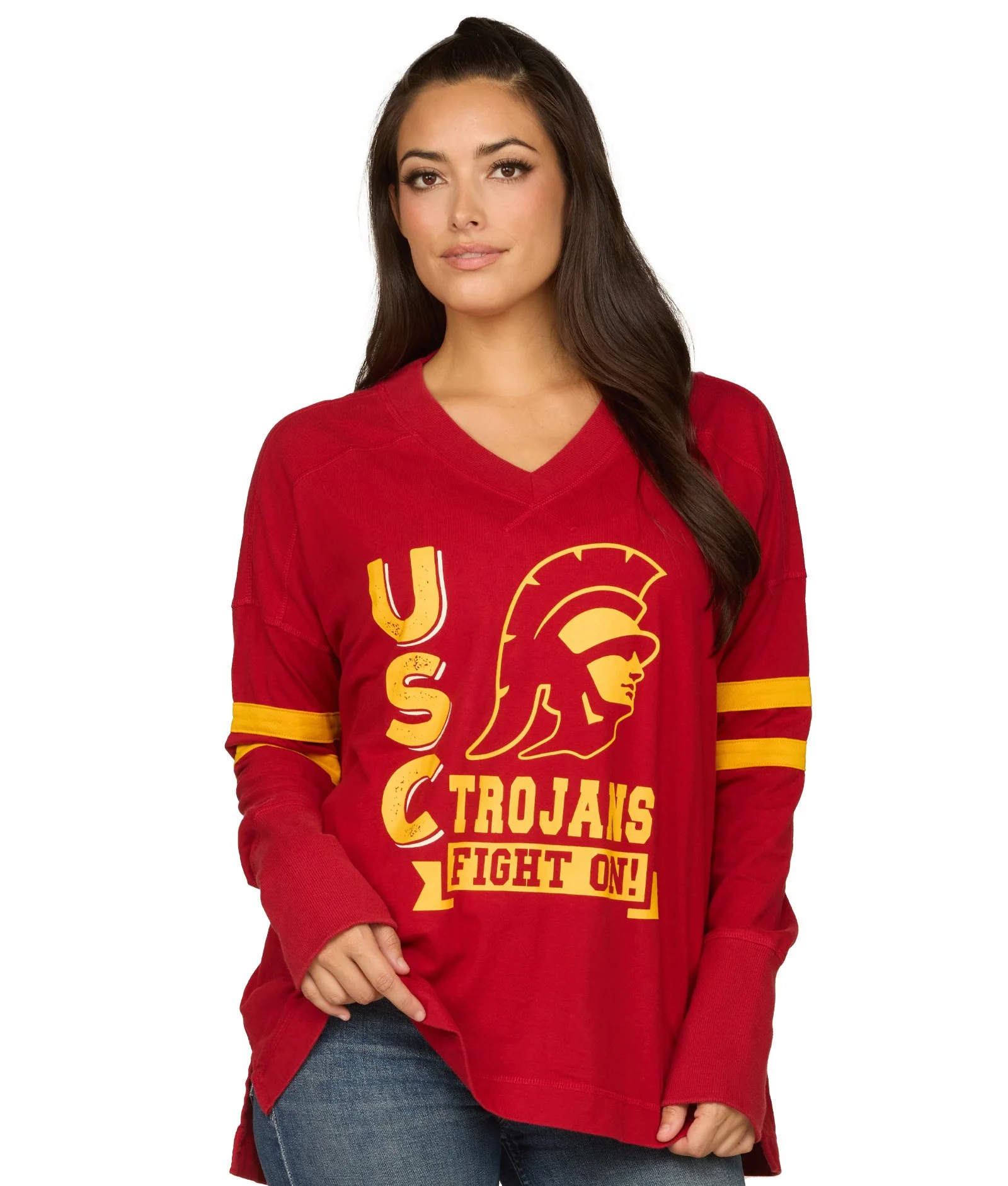 USC Trojans Violet Oversized Long Sleeve Knit Top